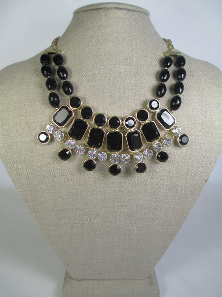 Black and Crystal Jeweled Necklace