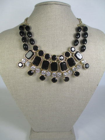 Black and Crystal Jeweled Necklace