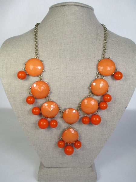 Orange Bead Drop Necklace