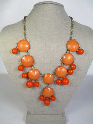 Orange Bead Drop Necklace