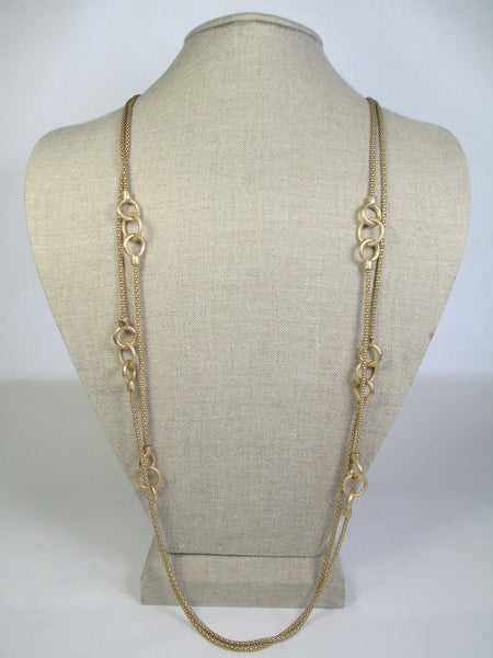 Long Gold Tone Link & Chain Necklace