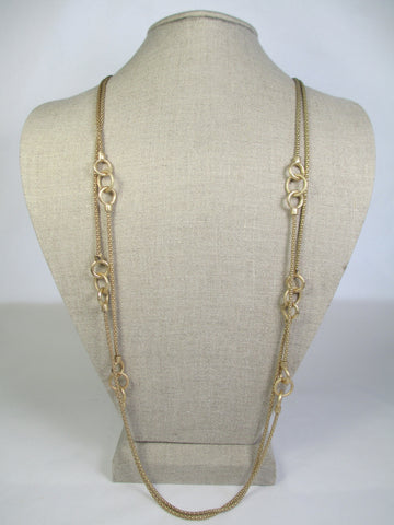 Long Gold Tone Link & Chain Necklace