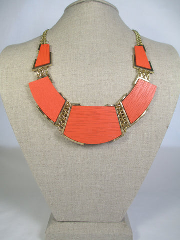 Coral Wood Statement Necklace