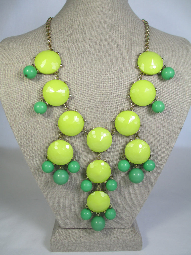 Lime & Green Bead Drop Necklace