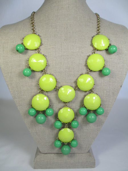 Lime & Green Bead Drop Necklace