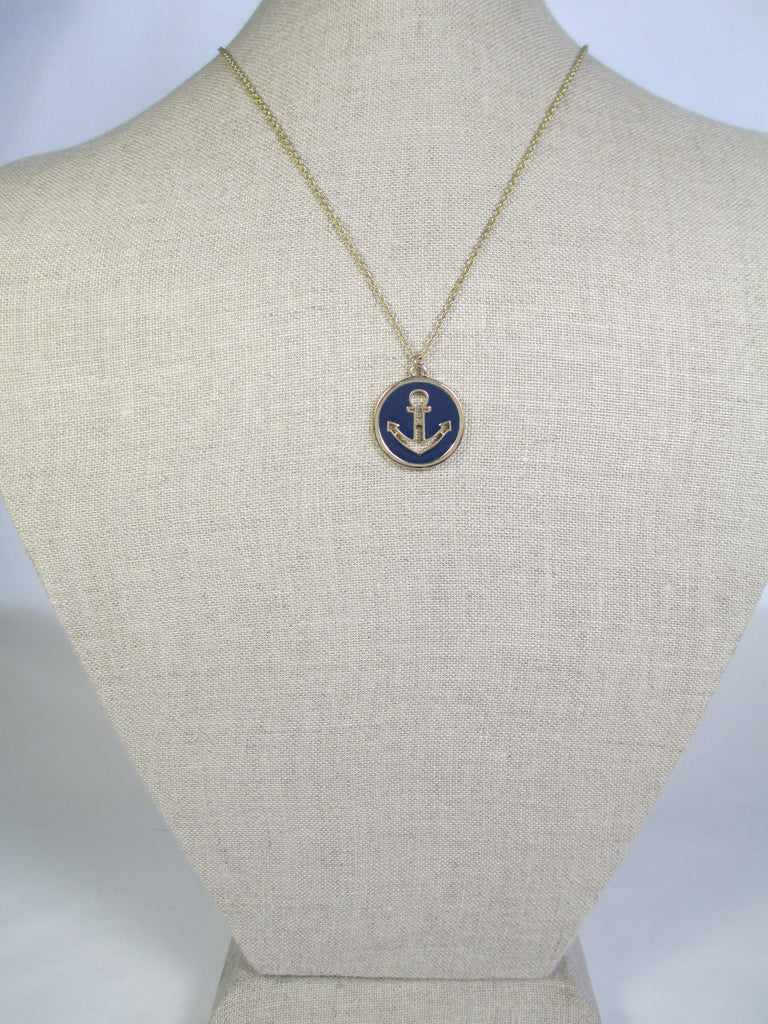 Navy Anchor Pendant Necklace