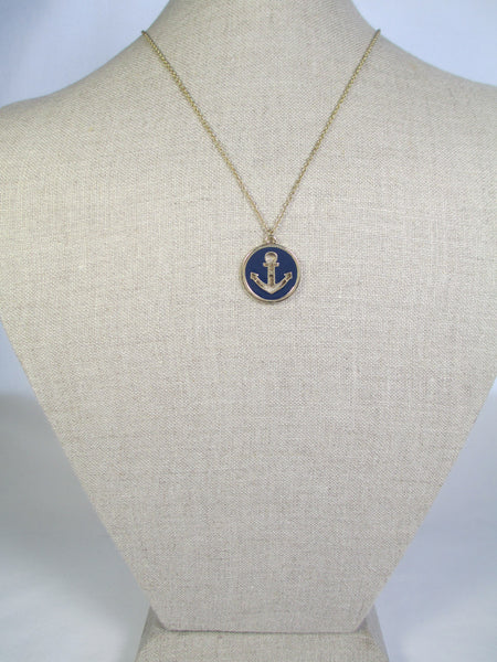Navy Anchor Pendant Necklace
