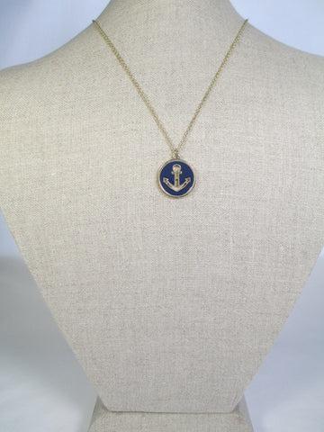 Navy Anchor Pendant Necklace