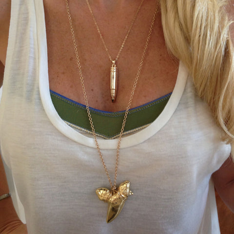 Bullet & Genuine Shark's Tooth Necklace Set