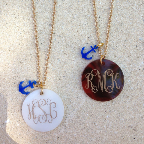 Anchor's Away Monogram Necklace