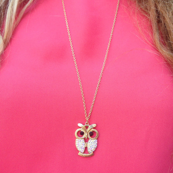 Long Gold Owl Necklace