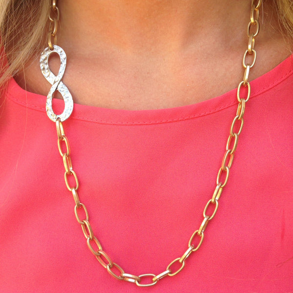 Infinity Two Tone Metal Chain Necklace