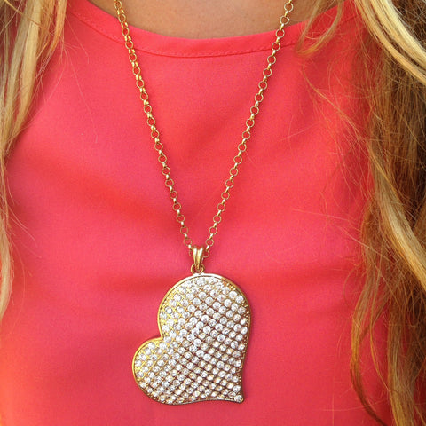 Pave Heart Pendant Necklace