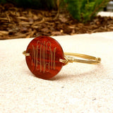 Monogram Acrylic Disc Wire Wrapped Bangle Bracelet