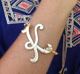 Wire Wrapped Large Initial Bangle