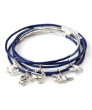 Nautical Navy Leather Charm Bangle Set