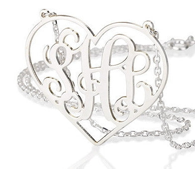 ** SPECIAL ** Jordann Jewelry Heart Monogram Necklace - 1.25 Inch ** ILJA FAVORITE **