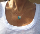 Swirly Turquoise Initial Necklace - Gold