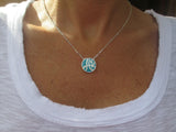 Swirly Turquoise Initial Necklace - Silver