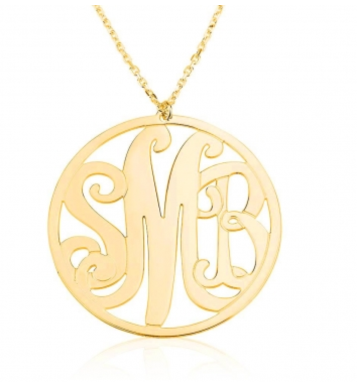 Jordann Jewelry Monogram Disc Necklace - 1.5 Inch ** ILJA FAVORITE **