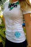 White Monogrammed Burn Out T-Shirt