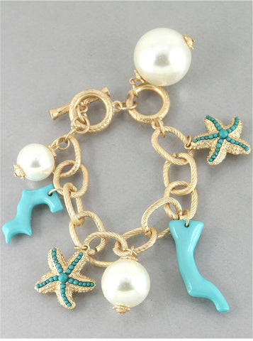 Turquoise Sea Rock Charm Bracelet