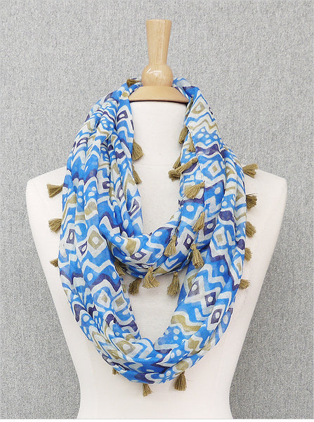 Navy Navajo Fringe Infinity Scarf
