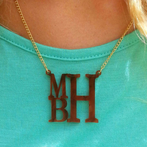 ** SPECIAL ** Jordann Jewelry Stacked Acrylic Monogram Necklace