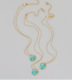 Swirly Turquoise Initial Necklace - Gold