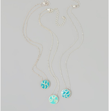 Swirly Turquoise Initial Necklace - Silver